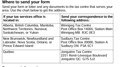 WHERE TO SEND RC151 TO CRA